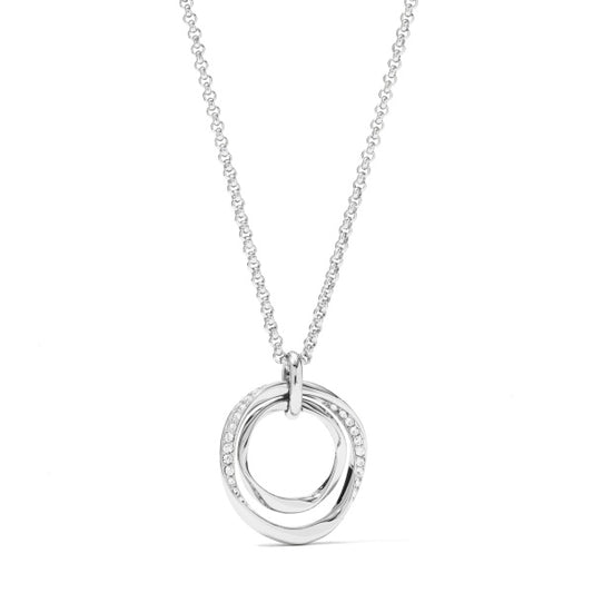 Fossil Open Cubic Zirconia Circle Necklet In Silver