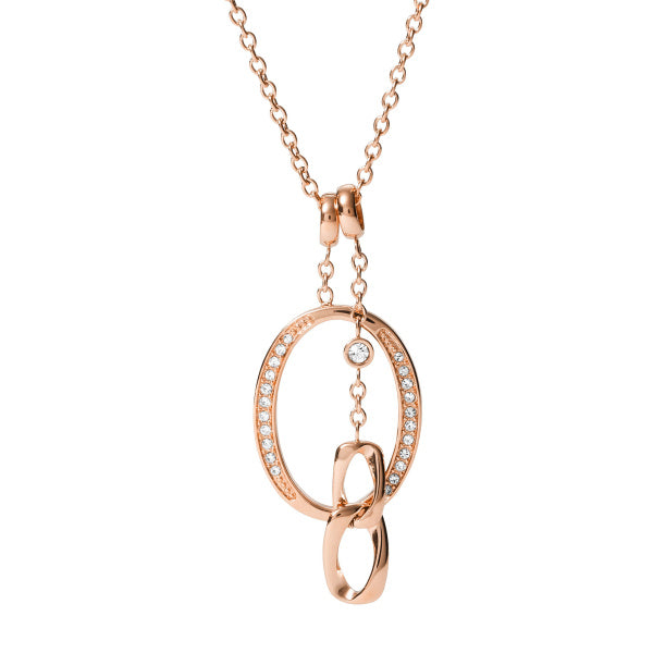 Fossil Interlocking Drop Necklet In Rose