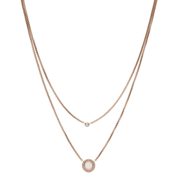 Rose Plated Graduated Cubic Zirconia Fossil Necklet