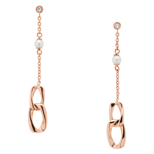 Fossil Interlocking Drop Earrings In Rose