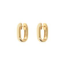 Bronzeallure Gold Plated Polished Rectangle Hoop Earrings