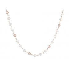Bronzallure Freshwater Pearl And Polished Bead Necklet In Rose