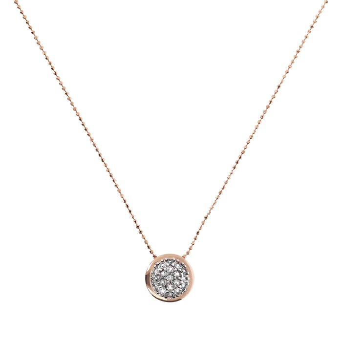 Bronzeallure Necklet Beaded Chain And Cubic Zirconia In Rose