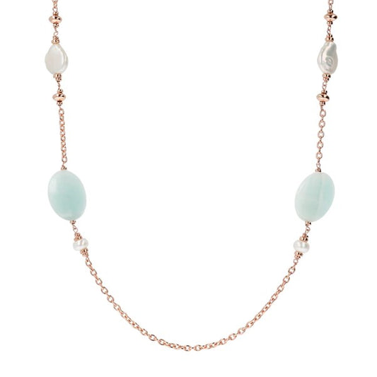 Bronzallure Amazonite And Pearl Long Necklet