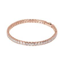 Bronzeallure Rose Plated Cubic Zirconia Princess Cut Bracelet
