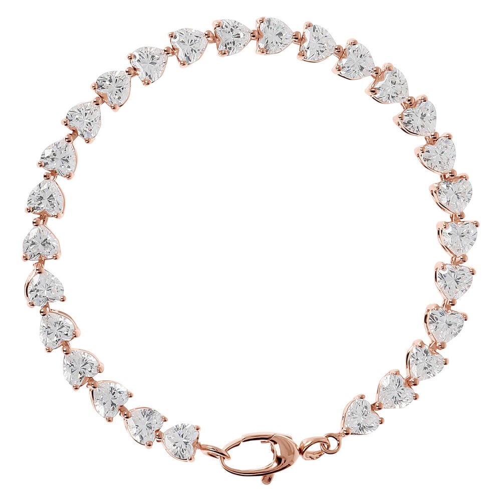 Bronzeallure Rose Plated Cubic Zirconia Heart Tennis Bracelet