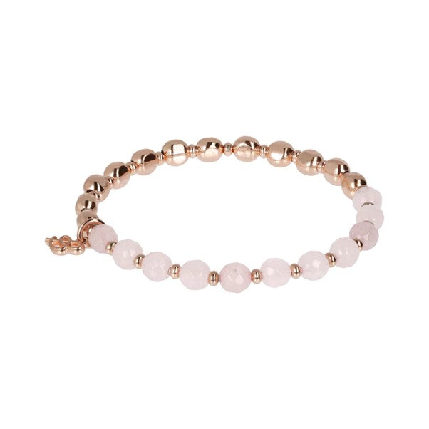 Bronzallure Rose Quartz Bead Stretch Bracelet