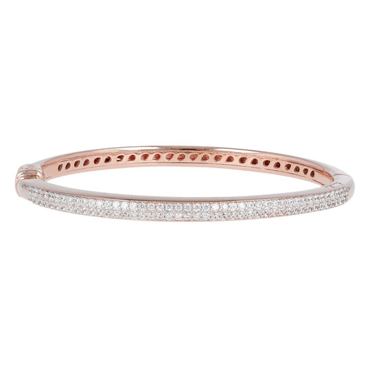 Bronzeallure Bangle With Double Row Of Cubic Zirconia In Rose