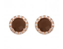 Bronzallure Smokey Stone With Cubic Zirconia Surround Earring
