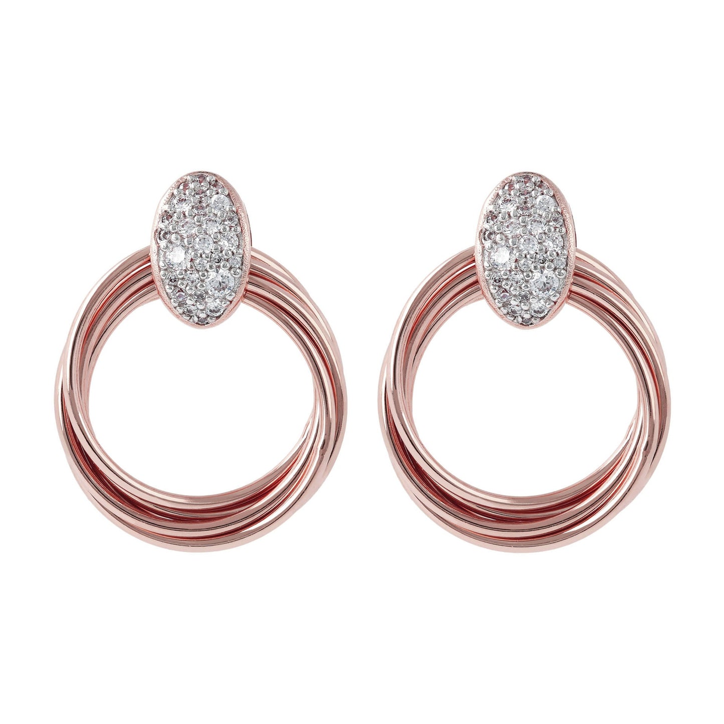Bronzallure Elliptica Stone Set Circle Earrings