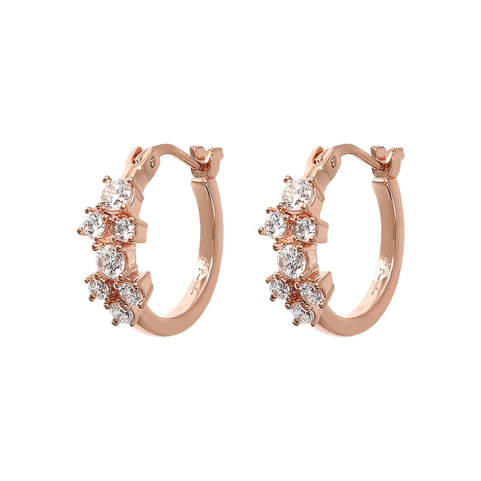 Bronzeallure Cubic Zirconia Scatter Hoop Earring In Rose