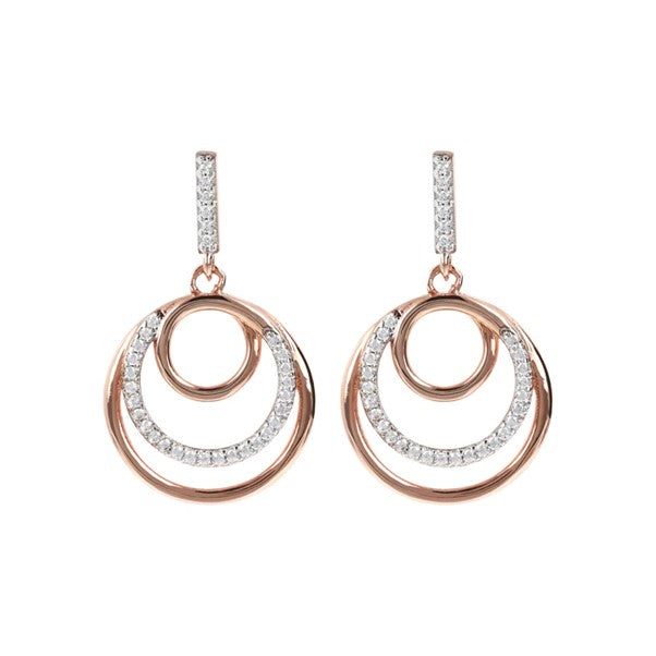 Bronzallure 3 Open Circle Cubic Zirconia Drop Earring
