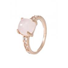 Bronzallure Pink Solitaire Ring With Cubic Zirconia Shoulders