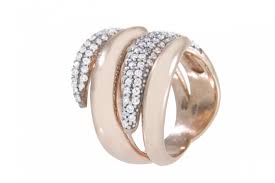 Bronzallure Polished And Cubic Zirconia Flame Ring In Rose