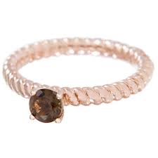 Bronzallure Smokey Topaz Solitaire Ring In Rose