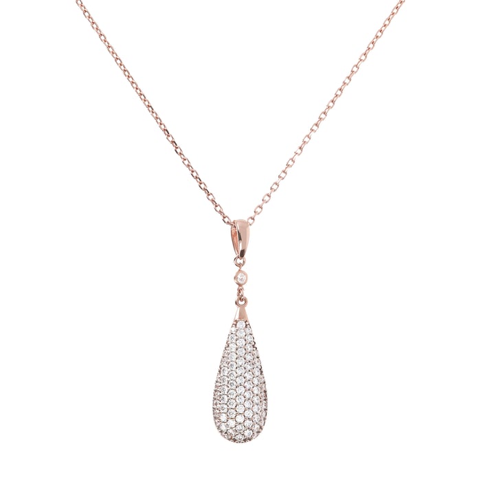 Bronzeallure Cubic Zirconia Pave Drop Forzantina 47cm Pendant
