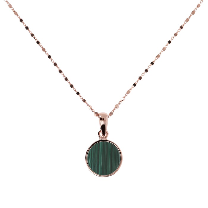 Bronzeallure Malachite Cubetti 47cm Pendant In Rose