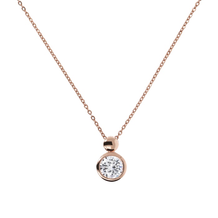 Bronzeallure Pendant With Round Cubic Zirconia In Rose