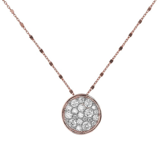 Rose Plated Cubic Zirconia Pave Disc Bronzeallure Pendant