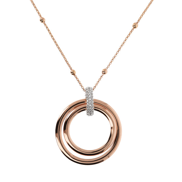 Bronzeallure Cubic Zirconia Multi Circle Long Pendant