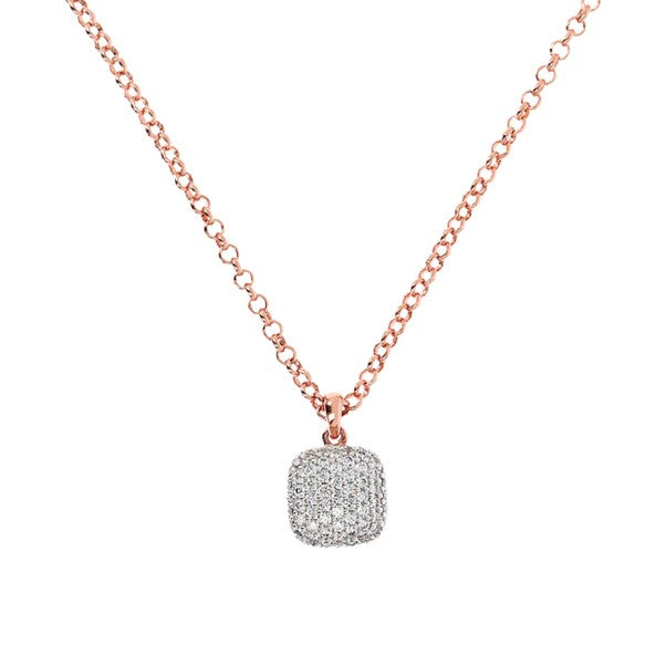 Bronzallure Square Pave Cubic Zirconia Pendant