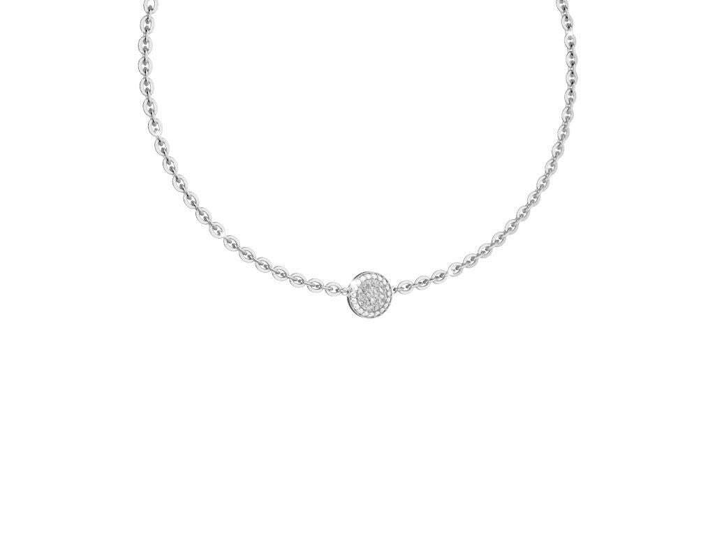 Rebecca Tone Set Circle Necklet In Silver