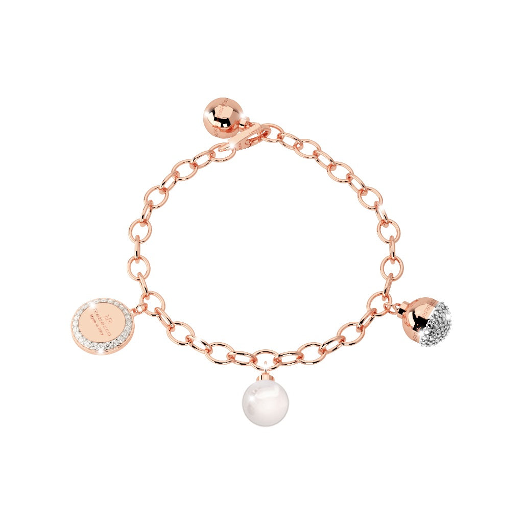 Rebecca Cubic Zirconia Ball Pearl Drop Rose Bracelet