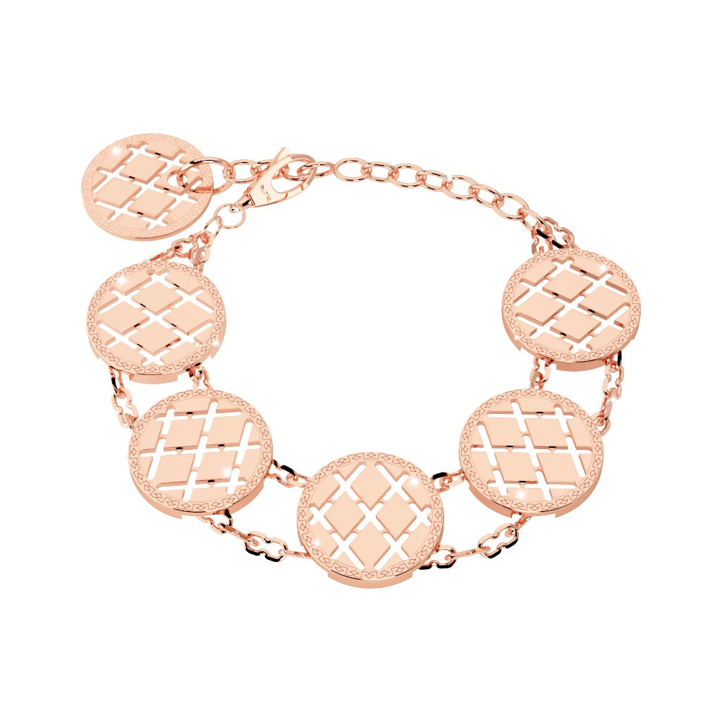 Rebecca Six Disc Double Link Rose Bracelet