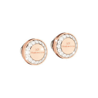 Rebecca Stone Set Boulevard Rose Plated Earrings