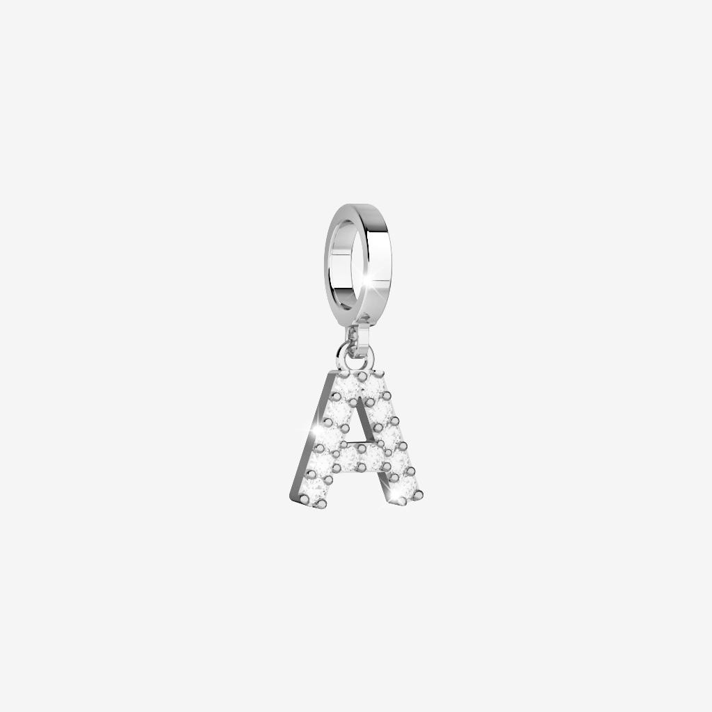 My World Initial A Stone Set Charm In Silver