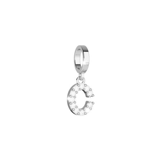 My World Initial C Stone Set Charm In Silver