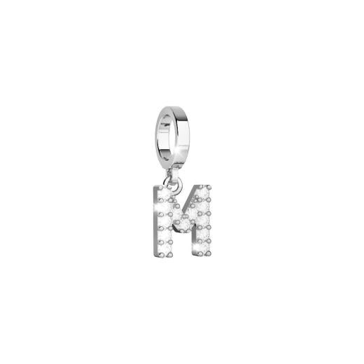 My World Initial M Stone Set Charm In Silver