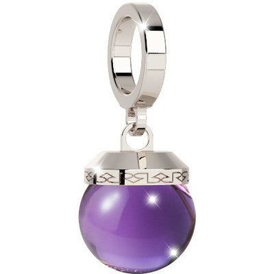 My World Purple Stone Ball Charm In Silver