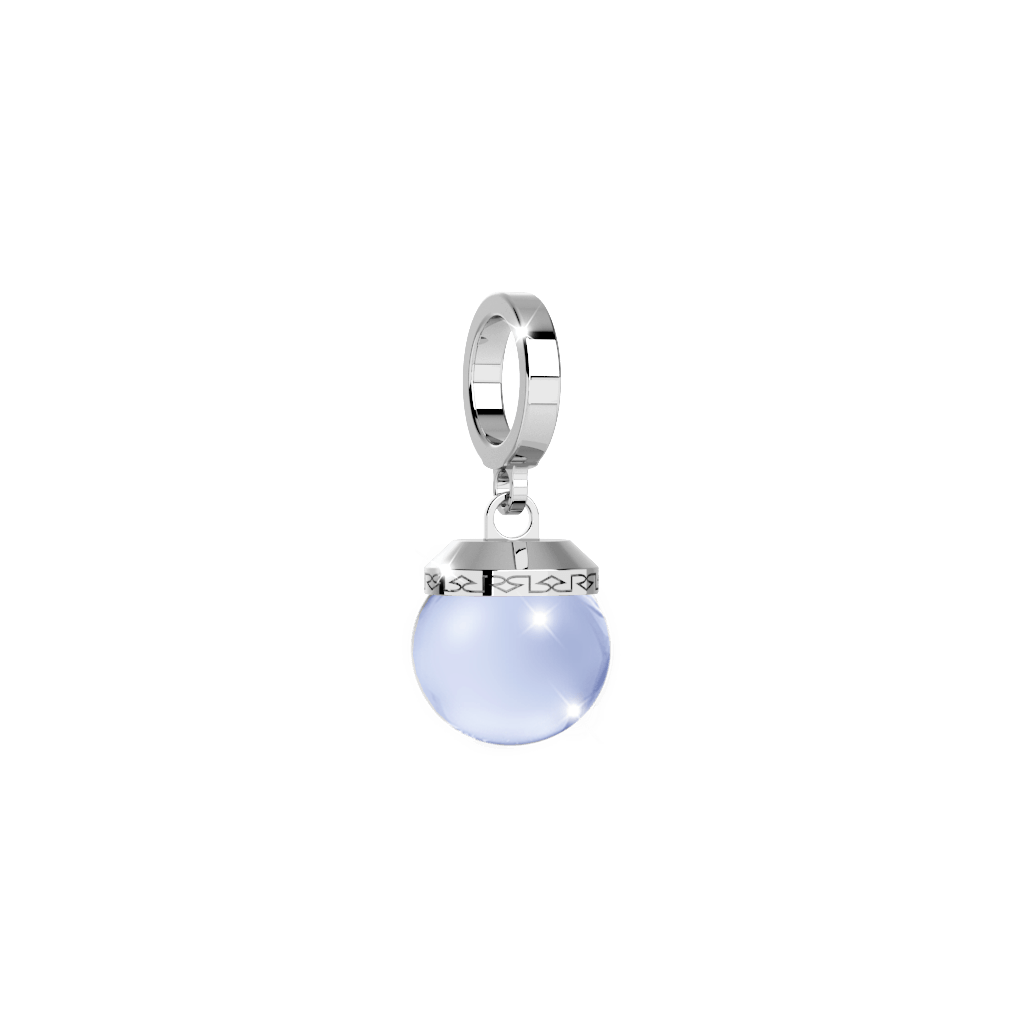 My World Blue Stone Ball Charm In Silver