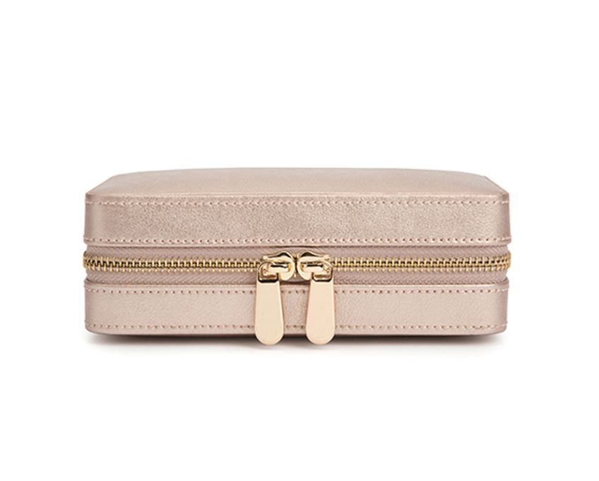 Wolf Palermo Zip Case Jewllery Box In Rose Gold