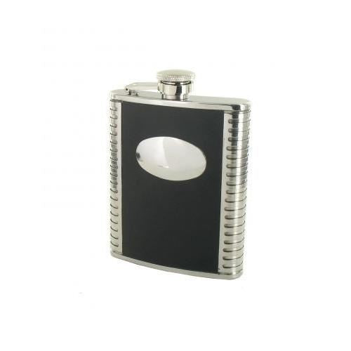 6oz Black Engraving Panel Hipflask