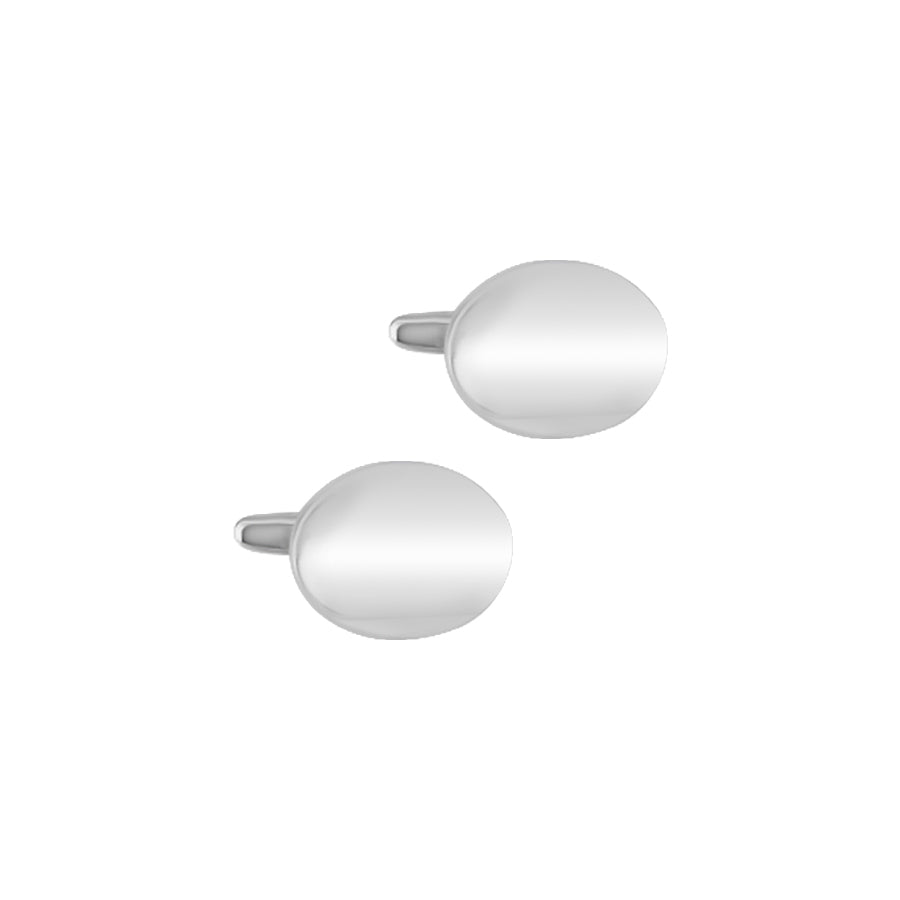 Silver Plated Polished Oval Cufflinks