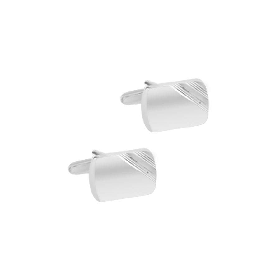 Silver Plated Matt Finish Engraved Corner Cufflinks
