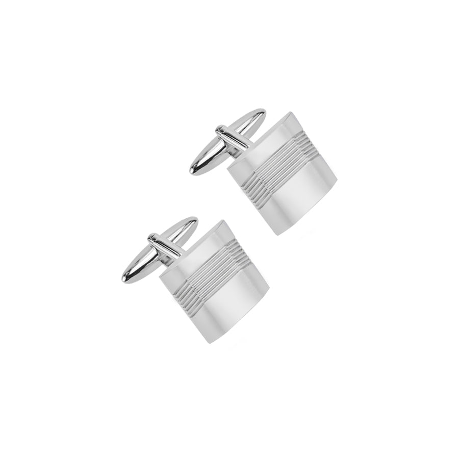 Silver Plated Matt Finis Lined Cufflinks