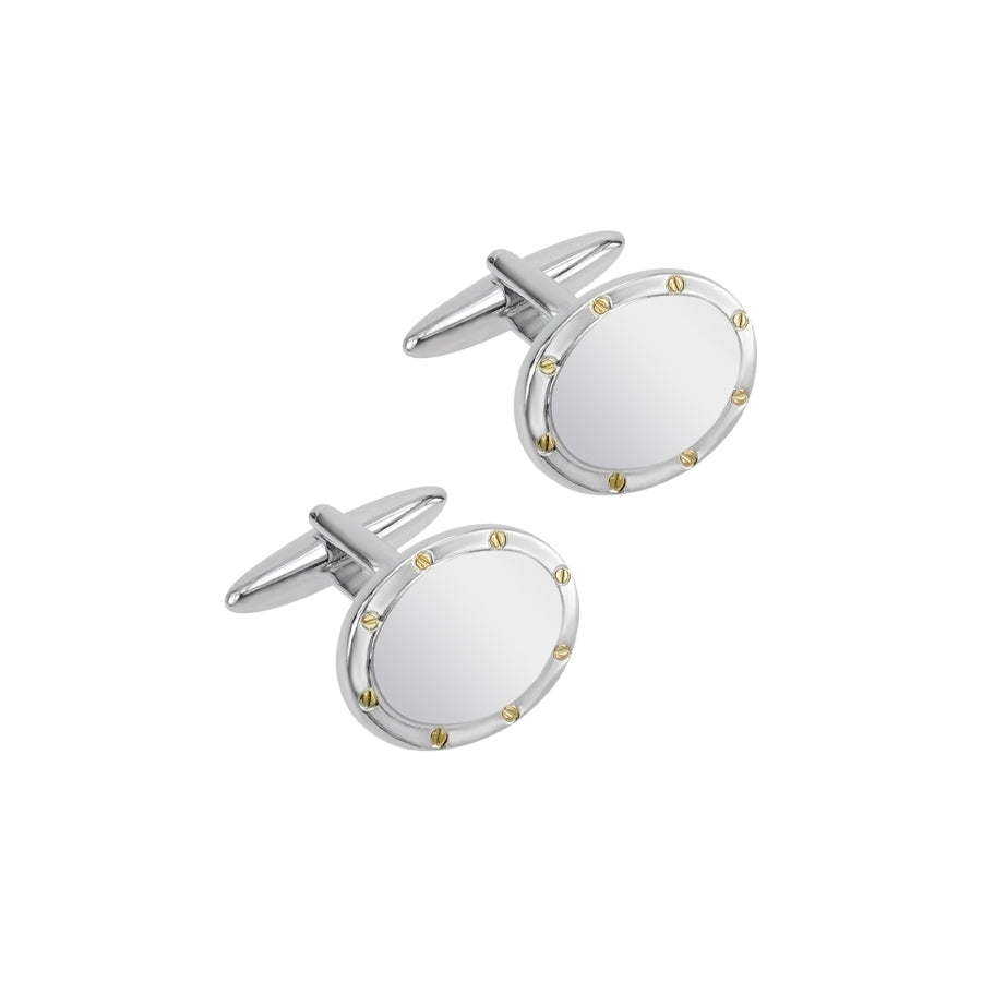 S/P 2 Tone Oval Cufflink