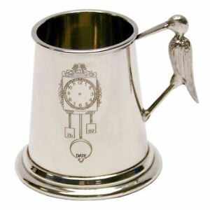 Pewter Stork Handle Engravable Christening Mug