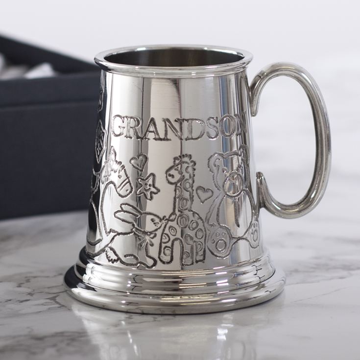 Silver Plated Grandson Christening Mug