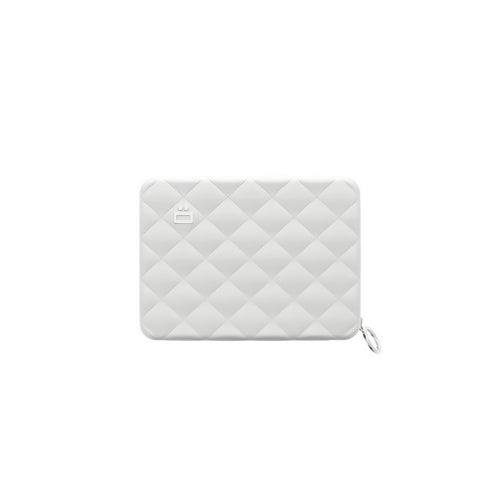 Ogon Silver Wallet Zipper Passport Size Quilted Aluminium