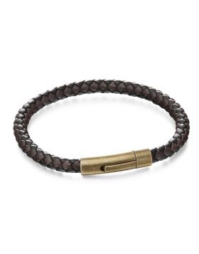 Fred Bennett Brown/Black Woven Leather Bracelet