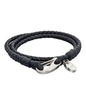 Fred Bennett Black Leather Wrap Bracelet