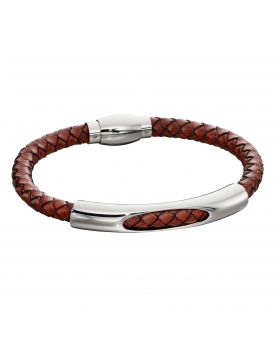 Fred Bennett Brown Leather Tunnell Section Bracelet