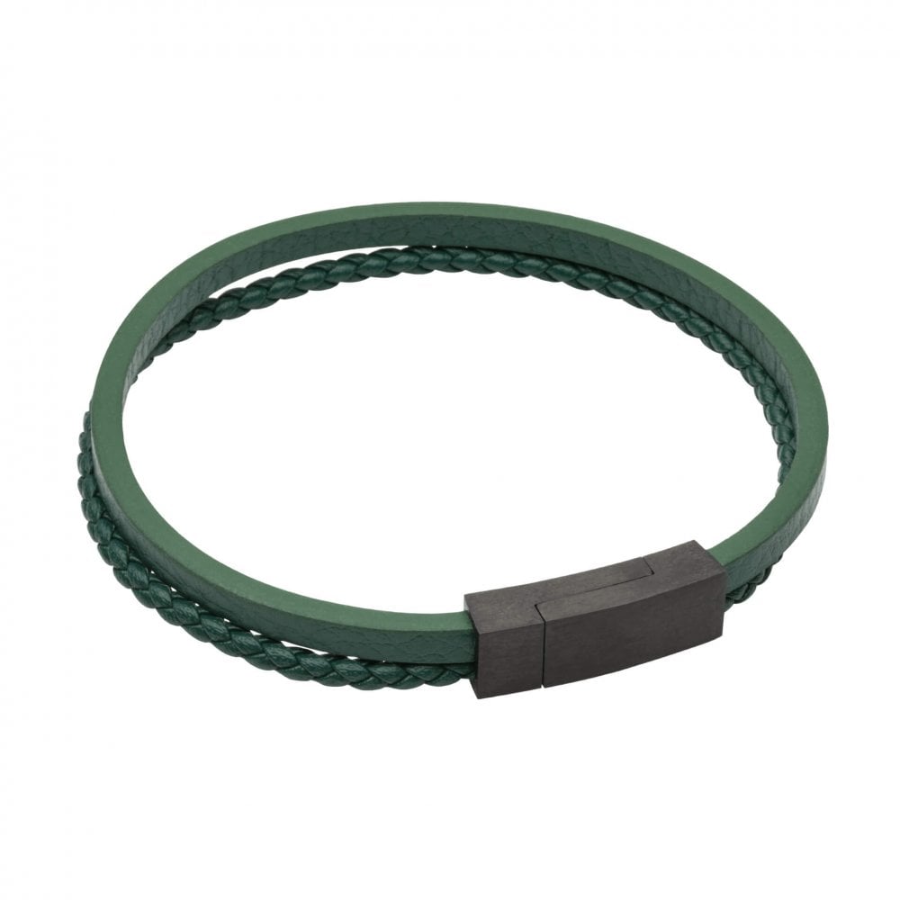Fred Bennett Green Braided Two Row Recycled Bracelet