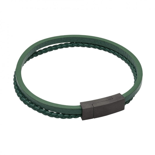 Fred Bennett Green Braided Two Row Recycled Bracelet