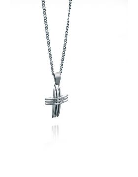 Fred Bennett Steel Triple Cross And Chain Pendant