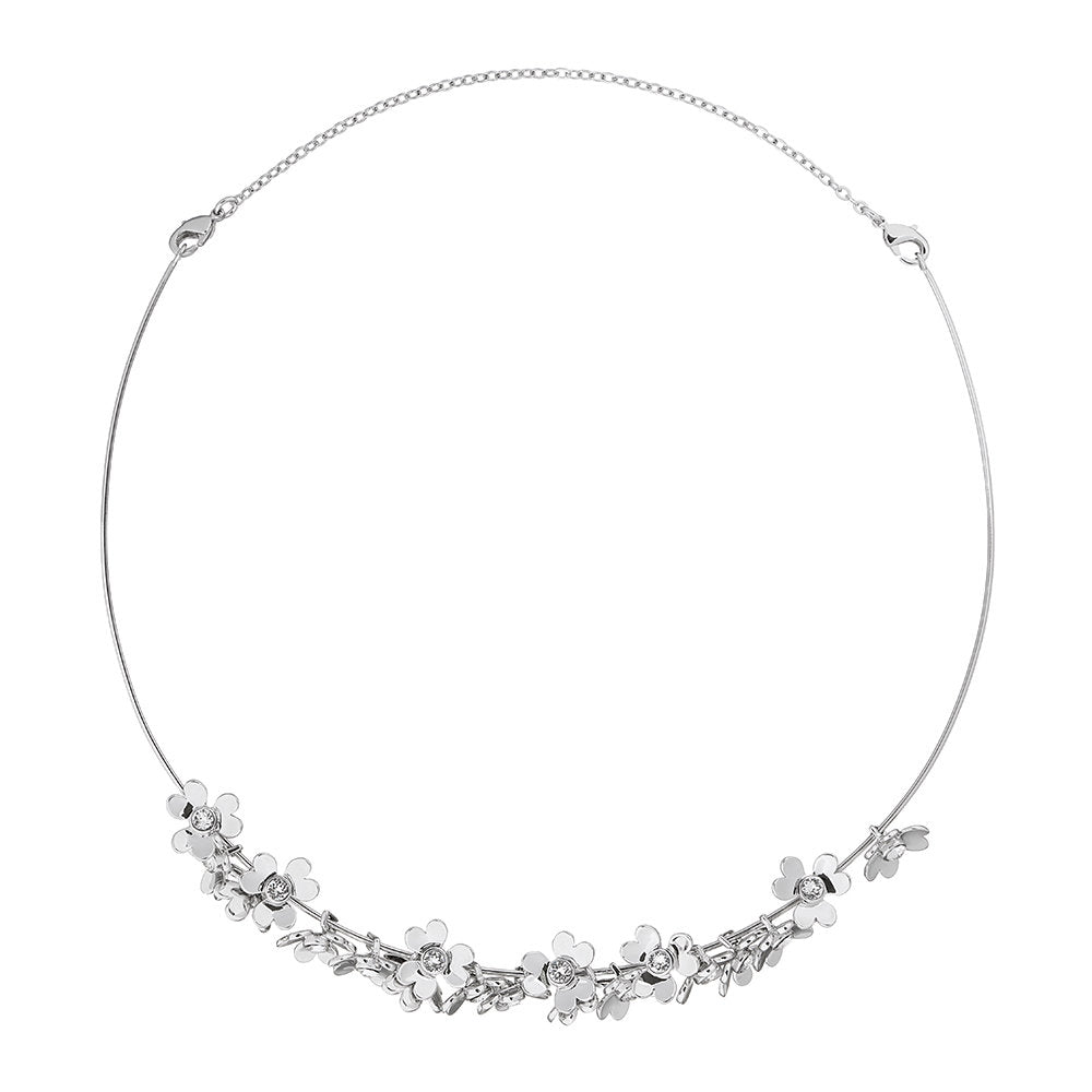 Ted Baker Hadriaa Heart Blossom Crystal Necklet In Silver